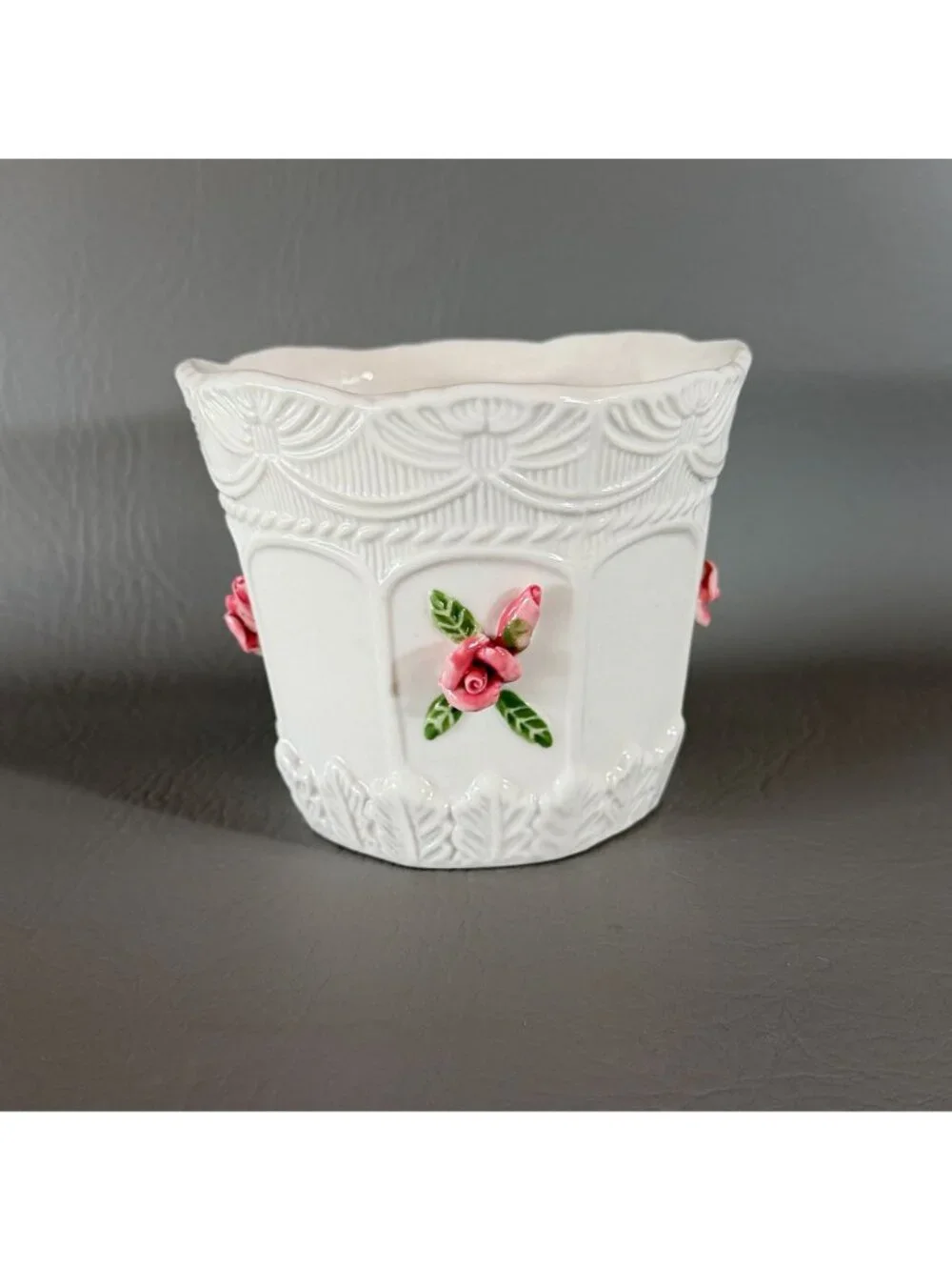 Vintage Bloom Rite Ceramic Rose Planter Cachepot Victorian Shabby Chic 5